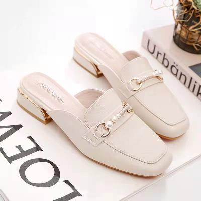 China Chain Waterproof Decor Metal Flat Mules For Women for sale