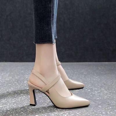 China Fashion Trend High Heel Plus Size Toe Cap Women's Pointed Buckle Sandals for sale