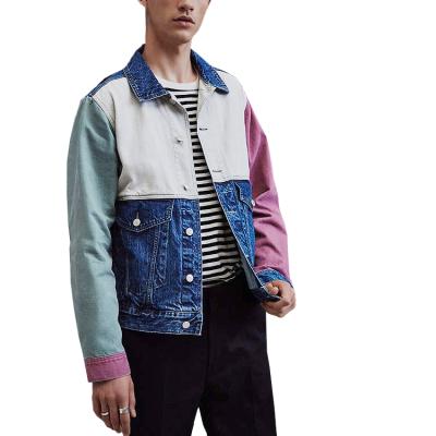 China Wholesale Custom Fashion Cool Colorblocked Denim Jacket Breathable For Men for sale