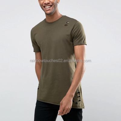 China Wholesale Streetwear Anti-pilling 100 Cotton Ripped T-Shirts For Men for sale