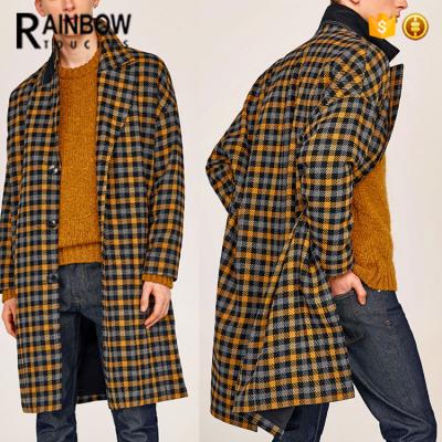 China Breathable Wholesale Custom Made Oversized Mustard Winter Woolen Coat Men Long for sale