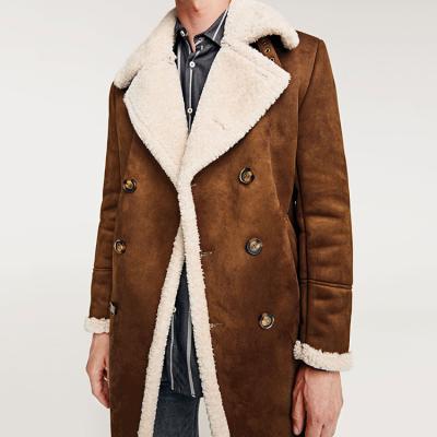 China Breathable Wholesale Fashion Mens Suede Long Winter Trench Fur Coats for sale