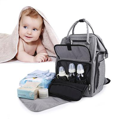 China Backpack Wholesale Customized Gray Changing Nappy Mummy Backpack Outdoor Multifunctional Gray Baby Diaper Bag for sale