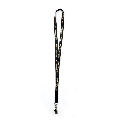 China High Quality Cheap Custom Made Long Band Nylon Neck Strap Nylon Stamping Lanyard With Metal Clip Black for sale