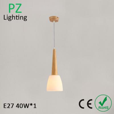 China single head suspended Dinner room pendant light E27 bulb Top grade Thailand Oak wood for sale