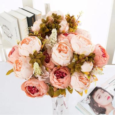 China High Quality Vintage Peony Bouquet 13 Heads Garden Decoration for Wedding Decorative, Home Decor and DIY for sale