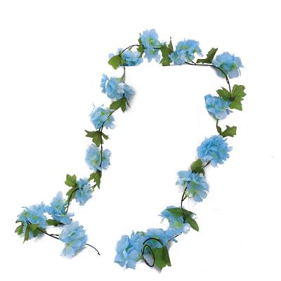 China UV Garland Leaf Garland Home Decor Artificial Cherry Blossom Plants Hanging Vine Vine for Wedding Party Garden Wall Decoration for sale