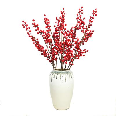 China Home Decor Christmas Red Berries Stems Artificial Christmas Berry Picks For Christmas Tree Ornaments Crafts Holiday Home Decor for sale