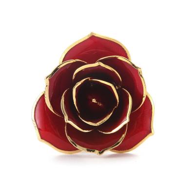 China Home Decor Rose 24K Gold Artificial Flowers Gold Plated Forever Dipped Rose With Clear Stand Best Gift For Lover for sale