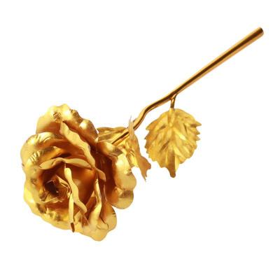 China Home Decor 24K Gold Foil Rose Artificial Rose Flowers with Display Stand in Gift Box for Valentine's Day for sale