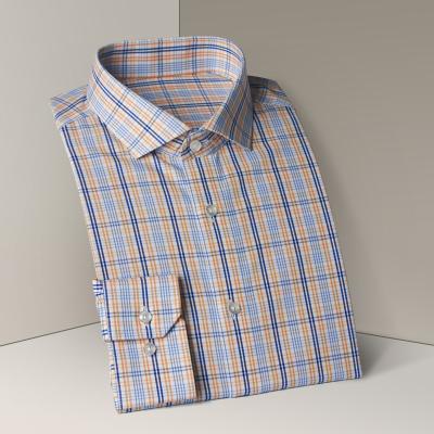 China 100% Cotton Casual Plaid Shirts Long Sleeve Men Anti-Pilling Striped Dress Shirt for sale