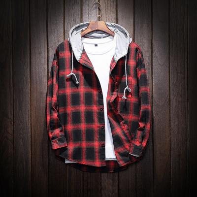 China New Spring And Autumn Plaid Jacket Hooded Jacket Long Sleeve Casual Shirt Anti-pilling Shirt for sale