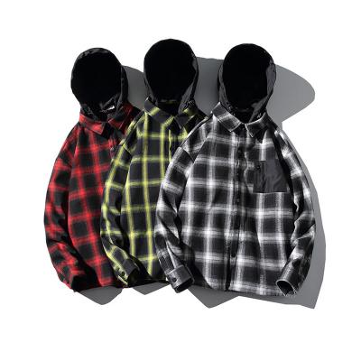 China Anti-pilling autumn and winter plaid hooded fleece and thick shirt men's warm coat the young for sale