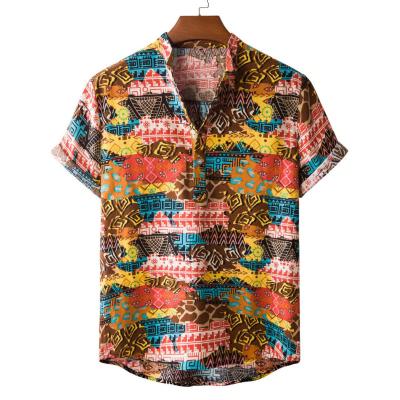 China Anti-pilling new professional wholesale short-sleeve cotton and linen shirt ethnic style men's shirt for sale