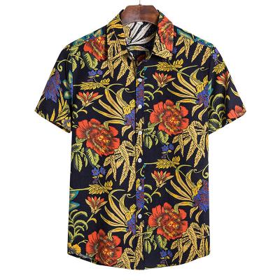 China Anti-pilling New Spring/Summer Mens Beach Shirt Hawaiian Short Sleeve Floral Custom Shirt Men for sale