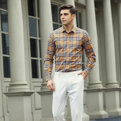 China Anti-pilling Wholesale High Quality Plus Size Shirt Fabric Mens Long Sleeve Cotton Custom Plaid Shirt for sale