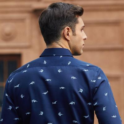 China Fashion Custom Anti-pilling Spring and Autumn Style Casual Hawaiian Men's Fabric Long Sleeve Printed Shirt for sale