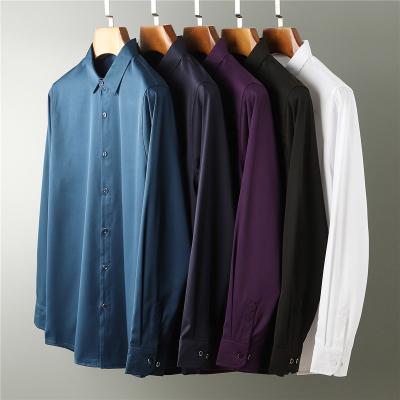 China Pure Color Anti-Pilling Men's Business Casual Dress Shirts Men's Long Sleeve Shirts for sale