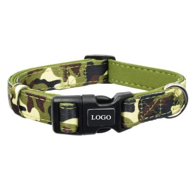 China High Quality Custom Logo Polyester Printing Soft Neoprene Padded Padded Medium Dog Collar for sale