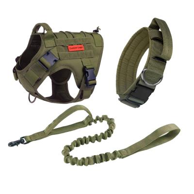 China Custom Logo Big Adjustable Non Pull Padded Hunting Outdoor Tactical Military Harness Army K9 Dog Safety Vest Harness For Dog for sale