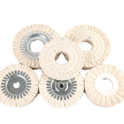 China China Wood Supply White Cotton Fiber Cloth Polishing Buffing Wheel With Iron Center Plate for sale