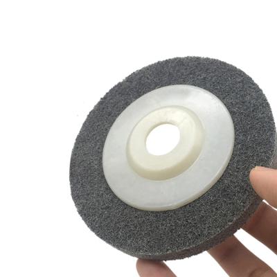 China High performance durable 4inch 5inch fiber nlon nonwoven polishing wheel with net cover wheel nonwoven polishing for sale