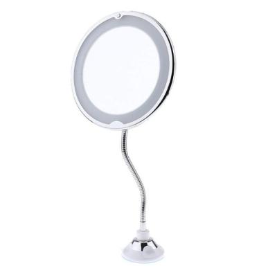 China Desktop Mirror LED Lights Vanity Bathroom Makeup 10x Smart Flexible Mirror Cosmetic Mirror for sale