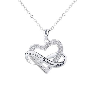 China 2022 FASHIONABLE New Trendy Heart Charm Engraving S925 Silver Necklace For Women Jewelry for sale