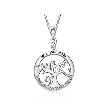 China FASHIONABLE High Quality Delicacy I Love Mom Tree Of Life Pendant 925 Sterling Silver Necklace For Lady for sale