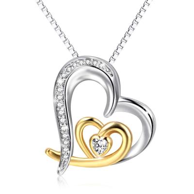 China 2022 New Trendy Simple Fashion Double Heart Pendant Necklace For Mom Gift for sale