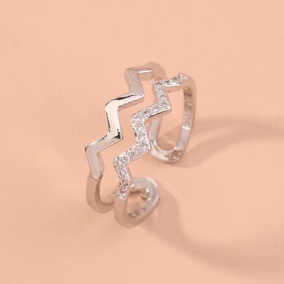 China 2021 TRENDY new fashion simple design opening adjustable rings for women gift gold plated jewelry for sale