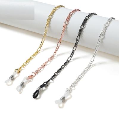 China Masking Glasses Chain Link Chain Hot Selling Alloy 4 Color Metal Figaro Style Sunglasses Masking Chain Chain for sale