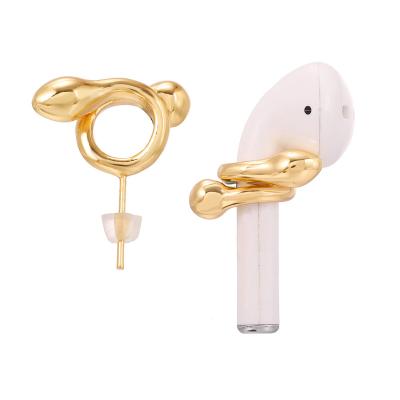 China FASHIONABLE New Arrival Snake Animal Shape Round Gold Plated Alloy Drop Earrings For Airpods for sale