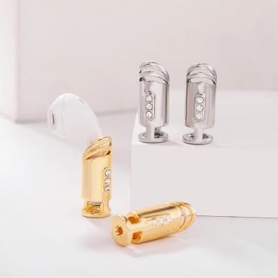 China New FASHION Creative Geometry Crystal Gold Plated Earrings Decorations August for Airpods and Wireless Earphone for sale