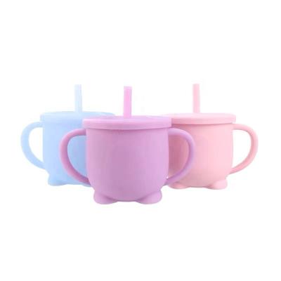 China BPA Free 2023 NEW Safe Kids Drinking Cup Silicone Toddler Trainer Baby Sippy Cup BPA Free Training Sippy Cups With Straw for sale