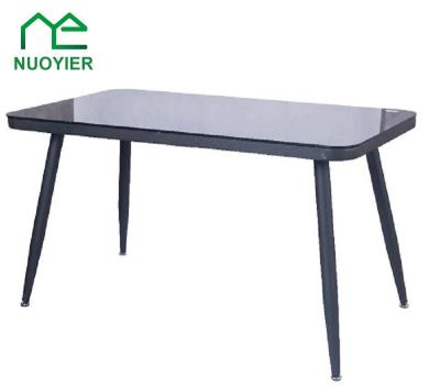 China Dining set 2019 factory best selling tempered glass top and metal dining table for sale