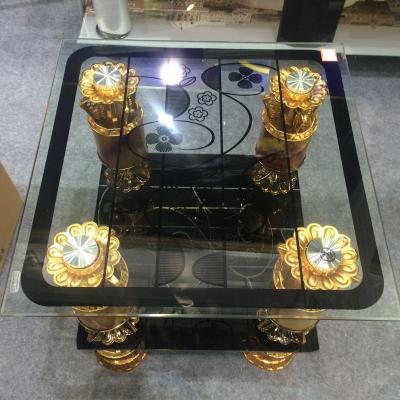 China Glossy Coffee Table Black Gold Coffee Table for sale