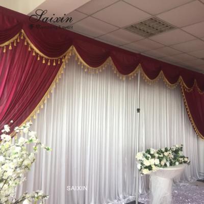 China Party Decoration Luxury Wholesale Stage Made Fiber Wave Wall Red Wedding Backdrop Curtains for sale