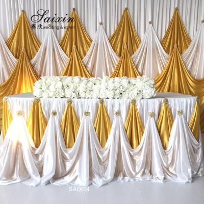 China Party Decoration Luxury Wholesale Stage Made India Wedding Backdrop Silk Curtains for sale