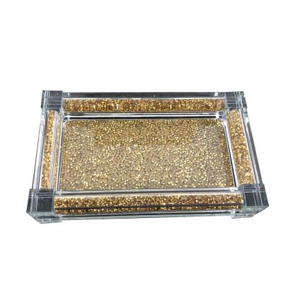 China SXJ-023 Viable Crystal Crushed Diamond Home Soup Bottle Tray Plate for sale