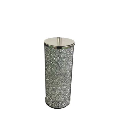 China SXJ-012 Kitchen Storage Bottle Viable Silver Crushed Diamond Food Kitchen Spaghetti Storage Bottle Canister Glass Jar for sale