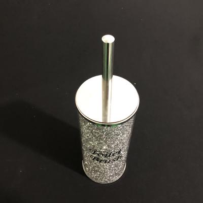 China New Design SXJ-012 Gorgeous Wholesale Bathroom Accessories Silver Crushed Diamond Toilet Brush With Stand for sale