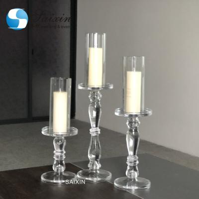 China ZT-048 3 Pieces Wedding Pillar Glass Candle Holder For Wedding Decorative Table for sale