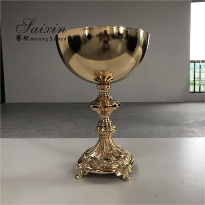 China Wedding Decoration SX-546 Court Style Wedding Party Luxury Gold Metal Flower Bowls For Table Centerpieces Decoration for sale