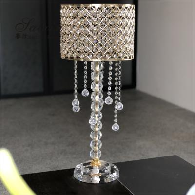 China Wedding Gold Hotel Crystal Decoration Home Candelabra ZT-256G Lampshade Crystal Ball Stand Weddings Centerpieces for sale