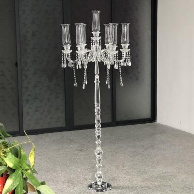 China Wedding crystal candelabras ZT-292 extra tall floor stage luxury crystal glass decoration candelabra for weddings for sale