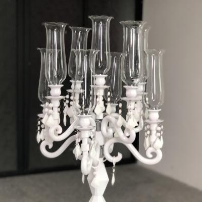 China Wedding table decoration ZT-010W 9am crystal color white candelabra for wedding table centerpiece for sale