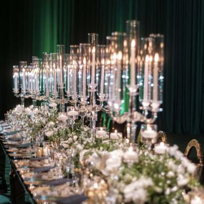 China ZT-327L Weddings Party Customize 5AM 9 Arms Crystal Candelabra Weddings Centerpieces for sale