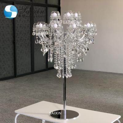 China Wedding Decoration Centerpieces ZT-325 3AM Floor Gorgeous Crystal Candelabra Large Wedding Chandelier Centerpiece Candelabra for sale