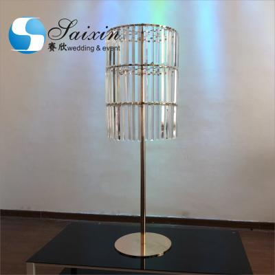 China ZT-456R new style gold acrylic crystal metal tree cylinder decorations wedding tall stand table centerpieces for sale